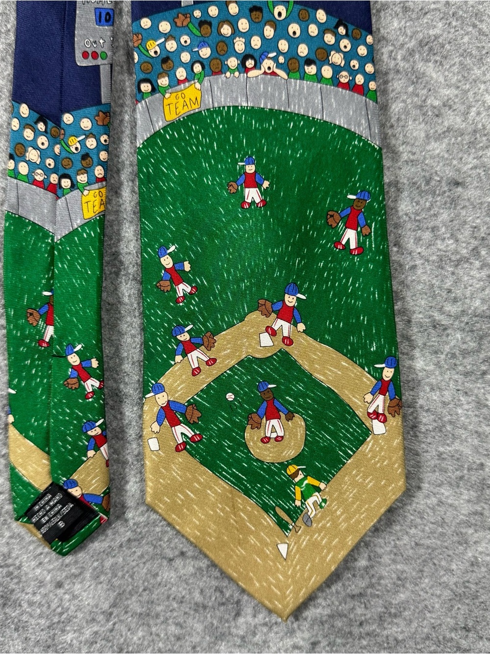 Men's Green Baseball Field Novelty Tie